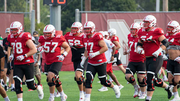 Linemen at practice